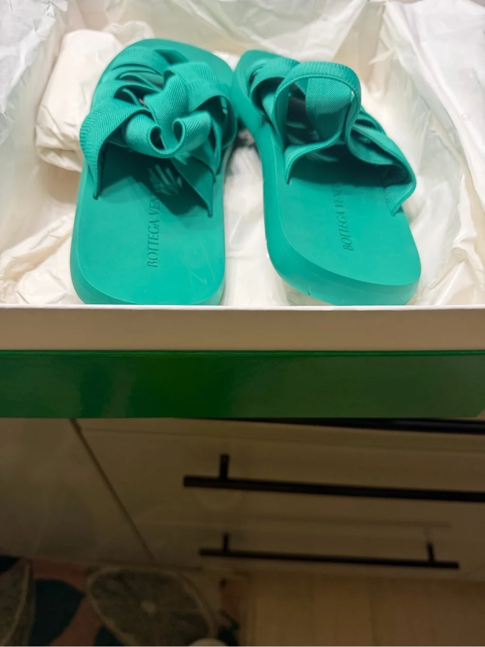 Bottega Veneta Starfish Intrecciato Slide - Teal